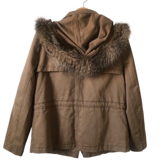 Loft 100% Cotton Military Coat Jacket Size M Brown Classic - Picture 6 of 9